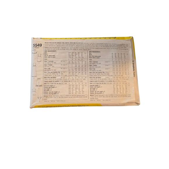 Simplicity Misses Bias Slip or Camisole Bra Panties Bikini Culottes Slip Uncut - Picture 2 of 2